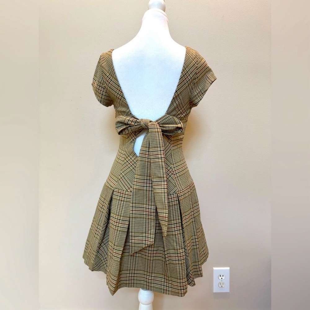 Urban Outfitters Plaid Mini Dress - Tan and Black